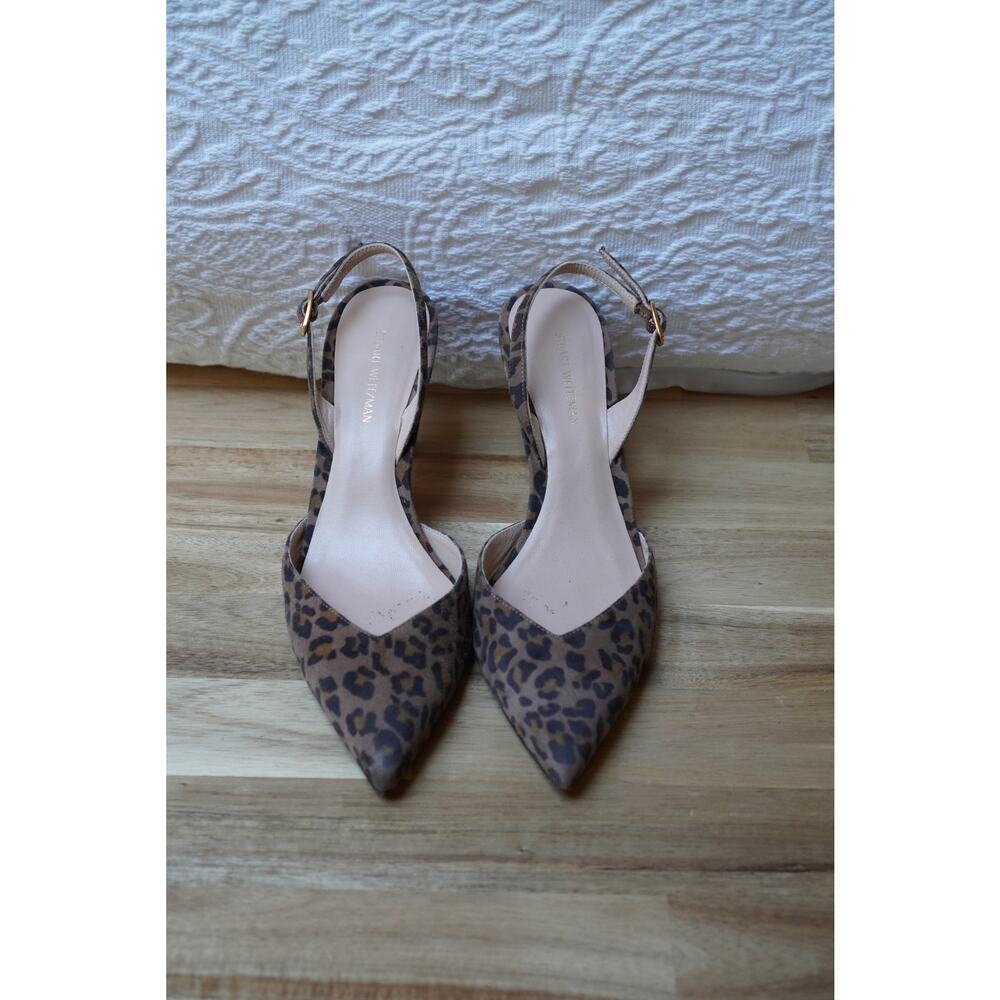 Stuart Weitzman Leopard Print Suede Slingbacks Pu… - image 3